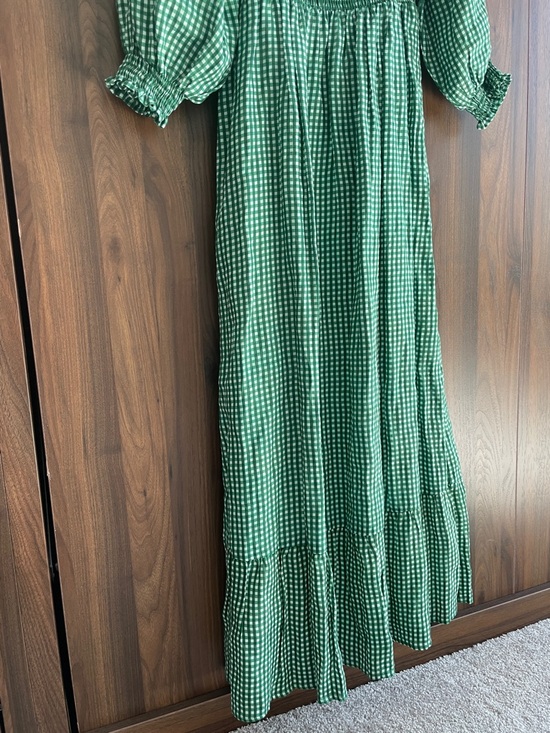 Faithfull the Brand Green Gingham Smocked Linen Maxi Dress Faithfull the Brand Green Gingham Smocked Linen Maxi Dress